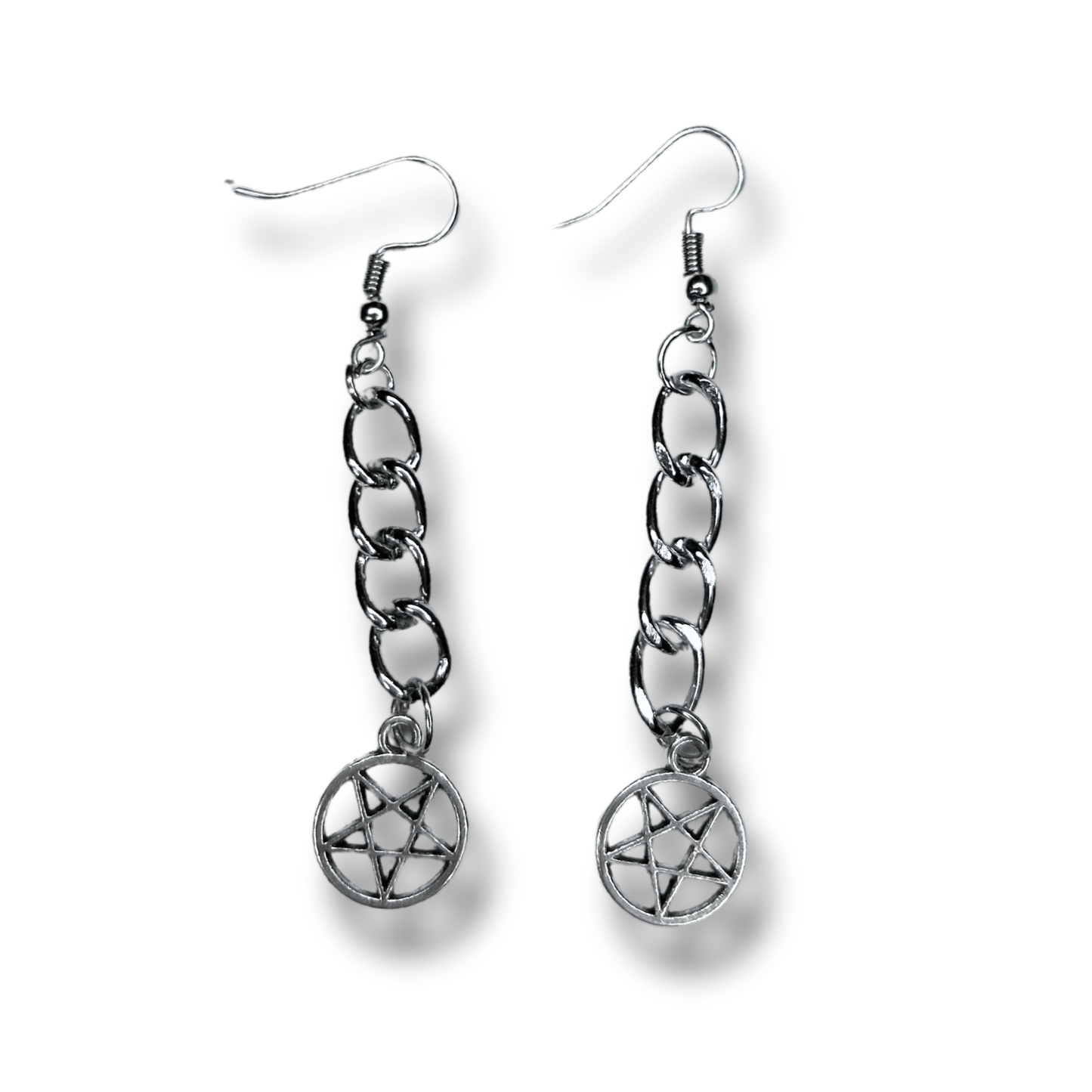 Pentagram Chain Drop Earrings