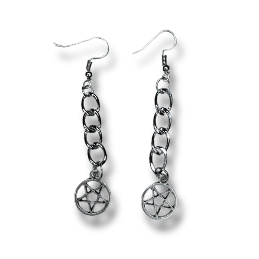 Pentagram Chain Drop Earrings